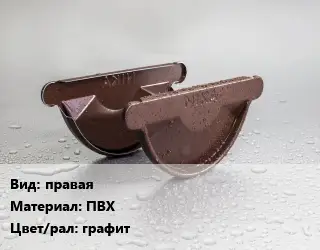 Заглушка желоба правая ПВХ графит